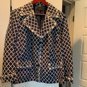 Navy and white print jacket